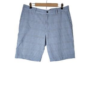 adidas Blue and White Checkered Athletic Shorts
